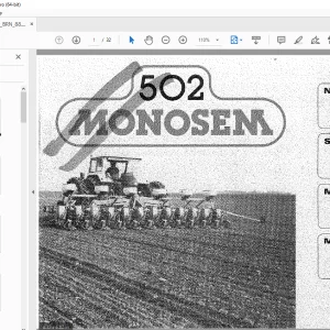 Monosem 502 Mechanical Planter 1988 Maintenance Manual - PDF