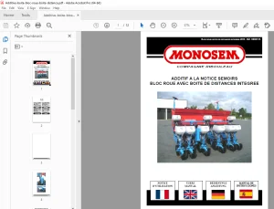 Monosem BLOC ROUE AVEC BOITE DE DISTANCES INTEGREE ADDITIF A LA NOTICE SEMOIRS PDF