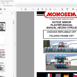 Monosem FOLDING FRAME CRT PLANTER Maintenance Manual - PDF DOWNLOAD