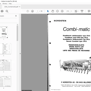 Nordsten Combine Seed Drill CKA Combi-matic Parts Manual - PDF DOWNLOAD