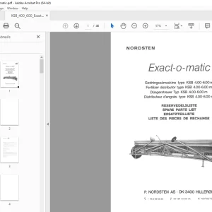 Nordsten Fertilizer Distributor KSB 4.00-6.00m Parts Manual PDF