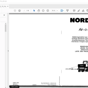 Nordsten Fertilizer Distributor KSH-KSK 12-15-16m Parts Manual PDF