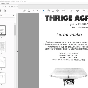 Nordsten Fertilizer Distributor TS 500/700/800/1000/1200 Parts Manual PDF