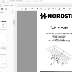 Nordsten Fertilizer Spreader Twinomatic DS1000 DS1200 DS1500 DS1800 Parts Manual PDF