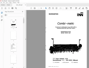Nordsten Seed Drill CKG 4.00 m Combi-matic Parts Manual PDF