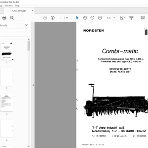 Nordsten Seed Drill CKG 4.00 m Combi-matic Parts Manual PDF