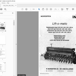Nordsten Seed Drill CLB 2.50-3.00-3.50-4.00 m Lift-o-matic Parts Manual PDF