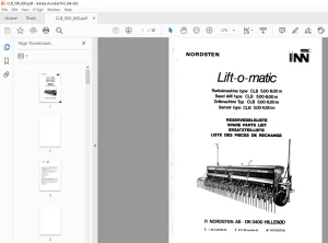 Nordsten Seed Drill CLB 5.00-6.00 m Lift-o-matic Parts Manual PDF