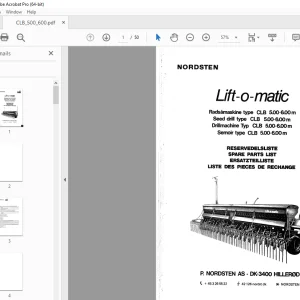Nordsten Seed Drill CLB 5.00-6.00 m Lift-o-matic Parts Manual PDF