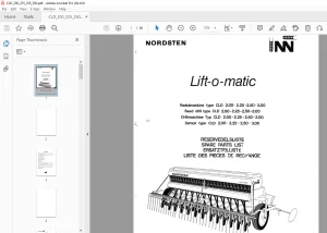 Nordsten Seed Drill CLD 2.00-2.25-2.50-3.00 Lift-o-matic Parts Manual PDF