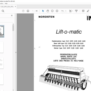 Nordsten Seed Drill CLD 2.00-2.25-2.50-3.00 Lift-o-matic Parts Manual PDF