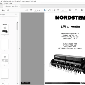 Nordsten Seed Drill CLF 4.00 Lift-o-matic Parts Manual - PDF DOWNLOAD