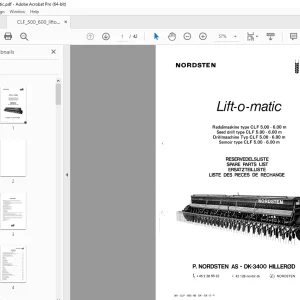 Nordsten Seed Drill CLF 5.00-6.00m Lift-o-matic Parts Manual - PDF DOWNLOAD