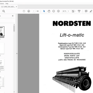 Nordsten Seed Drill CLF MK II 5.0-6.0 Lift-o-matic Parts Manual - PDF DOWNLOAD