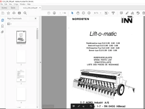 Nordsten Seed Drill CLG 2.00-2.50-3.00 Lift-o-matic Parts Manual PDF