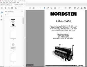 Nordsten Seed Drill CLG MK II 2.00-2.50-3.00 Lift-o-matic Parts Manual PDF