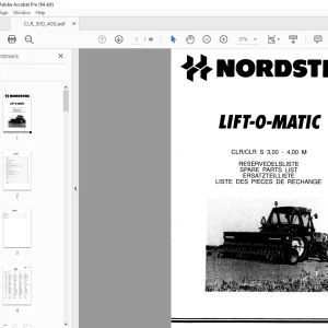 Nordsten Seed Drill CLR 3,00-4,00 M Lift-o-matic Parts Manual PDF