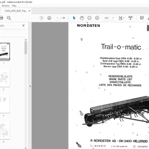 Nordsten Seed Drill CMA 4.00-6.00 m Trail-o-matic Parts Manual PDF