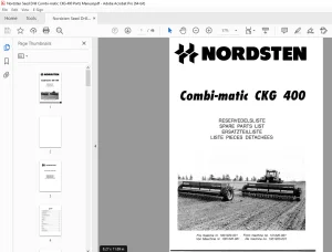 Nordsten Seed Drill Combi-matic CKG 400 Parts Manual - PDF DOWNLOAD
