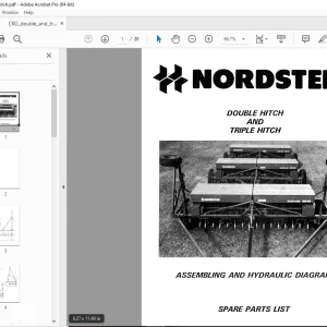 Nordsten Seed Drill Double Hitch & Triple Hitch Hydraulic Parts Manual PDF