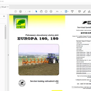 Opall Agri Europa 160 180 Polonesený oboustranný Servisní katalog náhradních dílů PDF