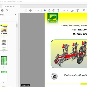 Opall Agri JUPITER 120-100 120-90 Nesený otočný pluh Servisní katalog náhradních dílů PDF