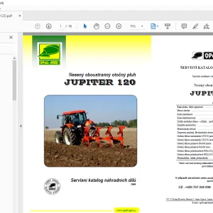 Opall Agri JUPITER 120 Nesený oboustranný otočný pluh Servisní katalog náhradních dílů PDF
