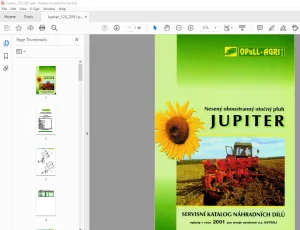 Opall Agri JUPITER 125 Nesený oboustranný otočný pluh Servisní katalog náhradních dílů PDF
