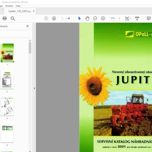 Opall Agri JUPITER 125 Nesený oboustranný otočný pluh Servisní katalog náhradních dílů PDF