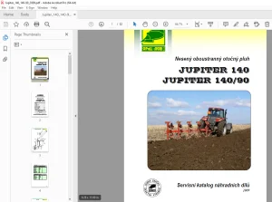 Opall Agri JUPITER 140 140-90 Nesený oboustranný otočný pluh Servisní katalog náhradních dílů PDF