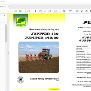 Opall Agri JUPITER 140 140-90 Nesený otočný pluh Servisní katalog náhradních dílů PDF