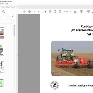 Opall Agri Kombinovaný stroj pro přípravu seťového lože SATURN III Servisní náhradních dílů PDF