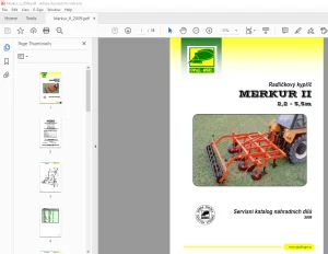 Opall Agri MERKUR II 2,2–5,5m Radličkový kypřič Servisní katalog náhradních dílů PDF