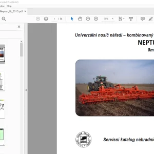 Opall Agri NEPTUN III 8m a 10m kombinovaný kypřič Servisní katalog náhradních dílů PDF