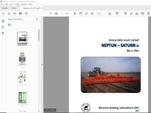 Opall Agri NEPTUN SATURN III 8m a 10m Univerzální nosič nářadí Servisní katalog náhradních dílů PDF