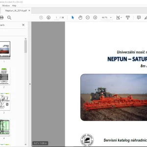 Opall Agri NEPTUN SATURN III 8m a 10m Univerzální nosič nářadí Servisní katalog náhradních dílů PDF