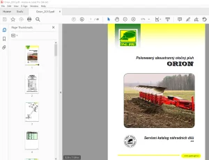 Opall Agri ORION Polonesený otočný pluh Servisní katalog náhradních dílů PDF