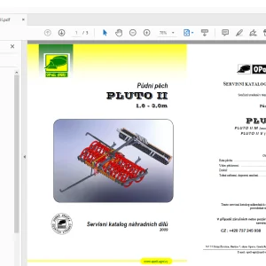 Opall Agri PLUTO II 1,6 - 3,0m Půdní pěch Servisní náhradních dílů PDF