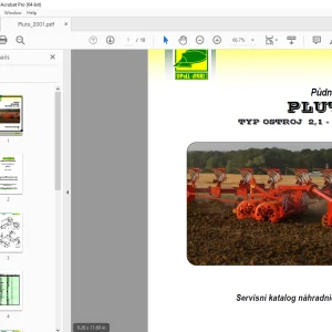 Opall Agri PLUTO TYP OSTROJ 2,1 - 2,9m Půdní pěch Servisní náhradních dílů PDF