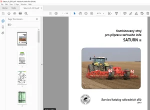 Opall Agri SATURN III Kombinovaný stroj pro přípravu Servisní katalog náhradních dílů PDF