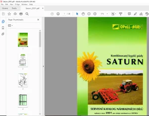 Opall Agri SATURN Kombinovany kypric pudy Servisní katalog náhradních dílů PDF
