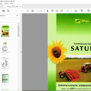 Opall Agri SATURN Kombinovany kypric pudy Servisní katalog náhradních dílů PDF