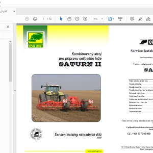 Opall Agri stroj pro přípravu seťového lože SATURN II Servisní náhradních dílů PDF