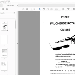 PEZET CM 265 FAUCHEUSE ROTATIVE Parts Manual PDF