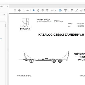 PRONAR T023, T023M PRZYCZEPA ROLNICZA KATALOG CZĘŚCI ZAMIENNYCH PDF