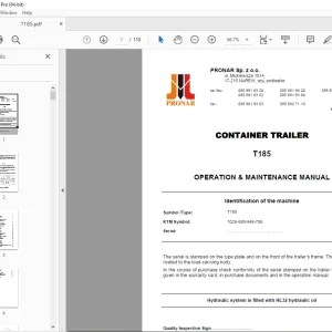 PRONAR T185 Container Trailer Operation & Maintenance Manual PDF