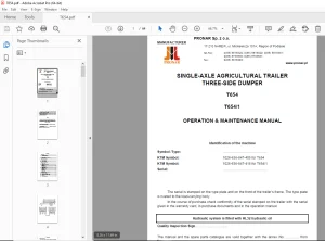 PRONAR T654 T654-1 SINGLE-AXLE TRAILER THREE-SIDE DUMPER Operation Manual PDF