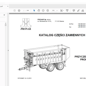 PRONAR T902 PRZYCZEPA ROLNICZA KATALOG CZĘŚCI ZAMIENNYCH PDF