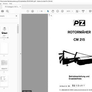 PZ Zweegers CM 215 Rotormaher Betriebsanleitung & Ersatzteilliste SN 0010481 PDF