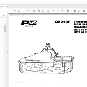 PZ Zweegers CM 220 F Mower Parts Manual - PDF DOWNLOAD